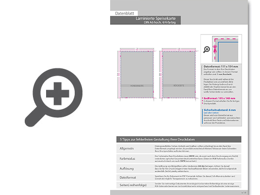 Product Bild laminierte_speisekarte_din_a6_(10_5_cm_x_14_8_cm)__beidseitig_bedruckt