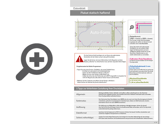 Product Bild plakat_statisch_haftend_4_0_farbig_bedruckt_in_auto-form_konturgeschnitten