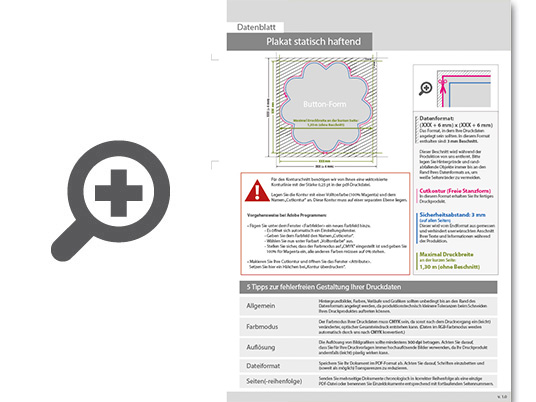 Product Bild plakat_statisch_haftend_4_0_farbig_bedruckt_in_button-form_konturgeschnitten