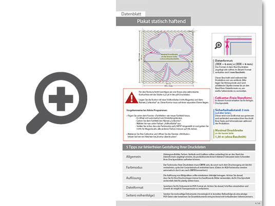 Product Bild plakat_statisch_haftend_4_0_farbig_bedruckt_in_kleeblatt-form_konturgeschnitten