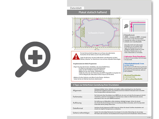 Product Bild plakat_statisch_haftend_4_0_farbig_bedruckt_in_schwein-form_konturgeschnitten