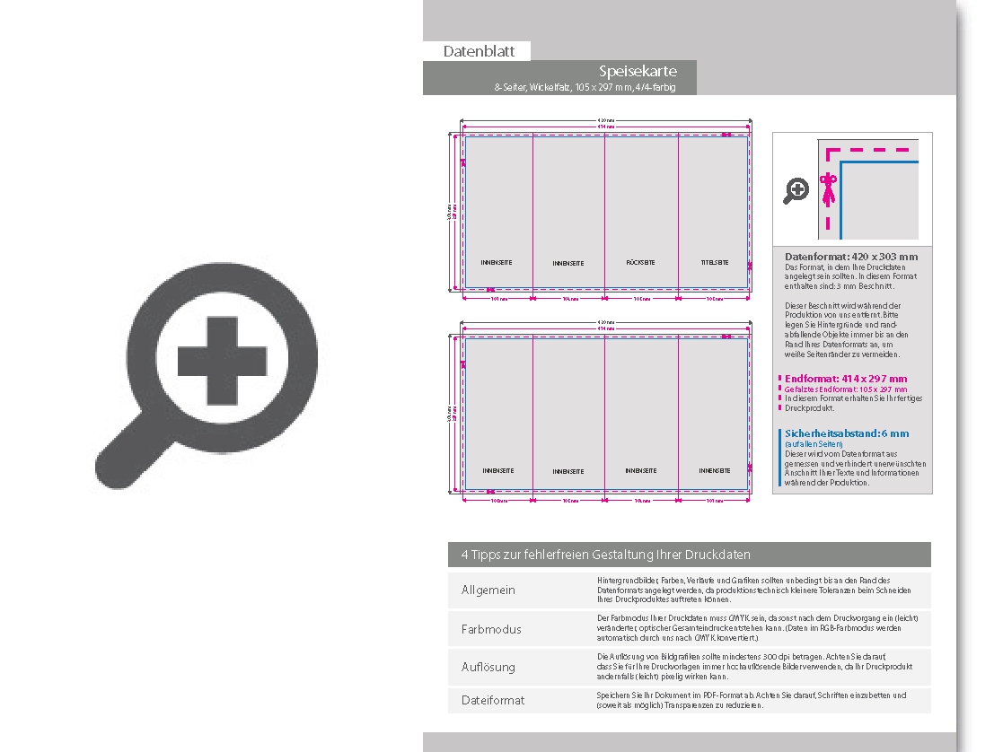 Product Bild speisekarte__gefalzt_auf_10_5_cm_x_29_7_cm__8-seiter_(wickelfalz)